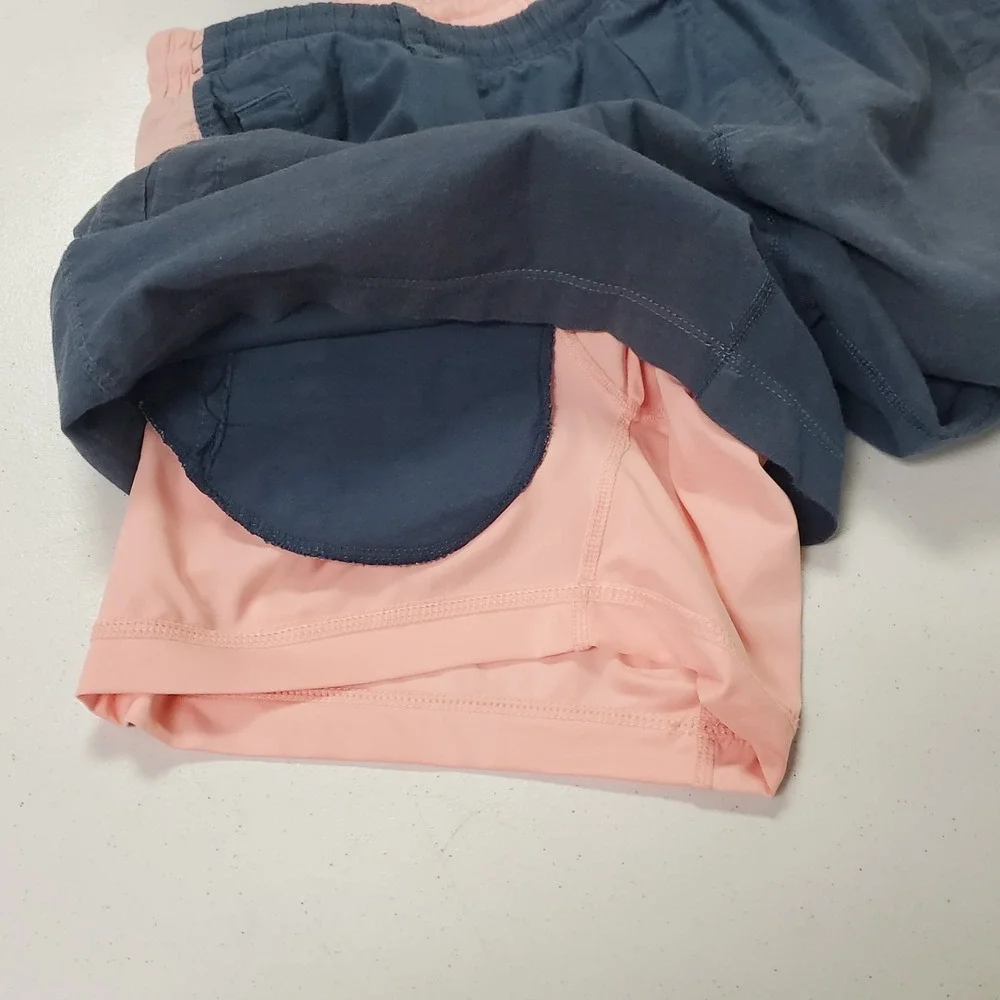 Birddogs Mens Colorblock Lined Athletic 7 In Shorts Size L Blue Pull On Stretch